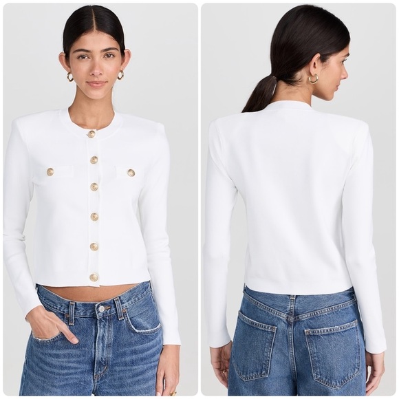 New! L'Agence Cardigan Toulouse in Ivory with Gold Buttons 🤍 XS! Sold Out! - Picture 6 of 16